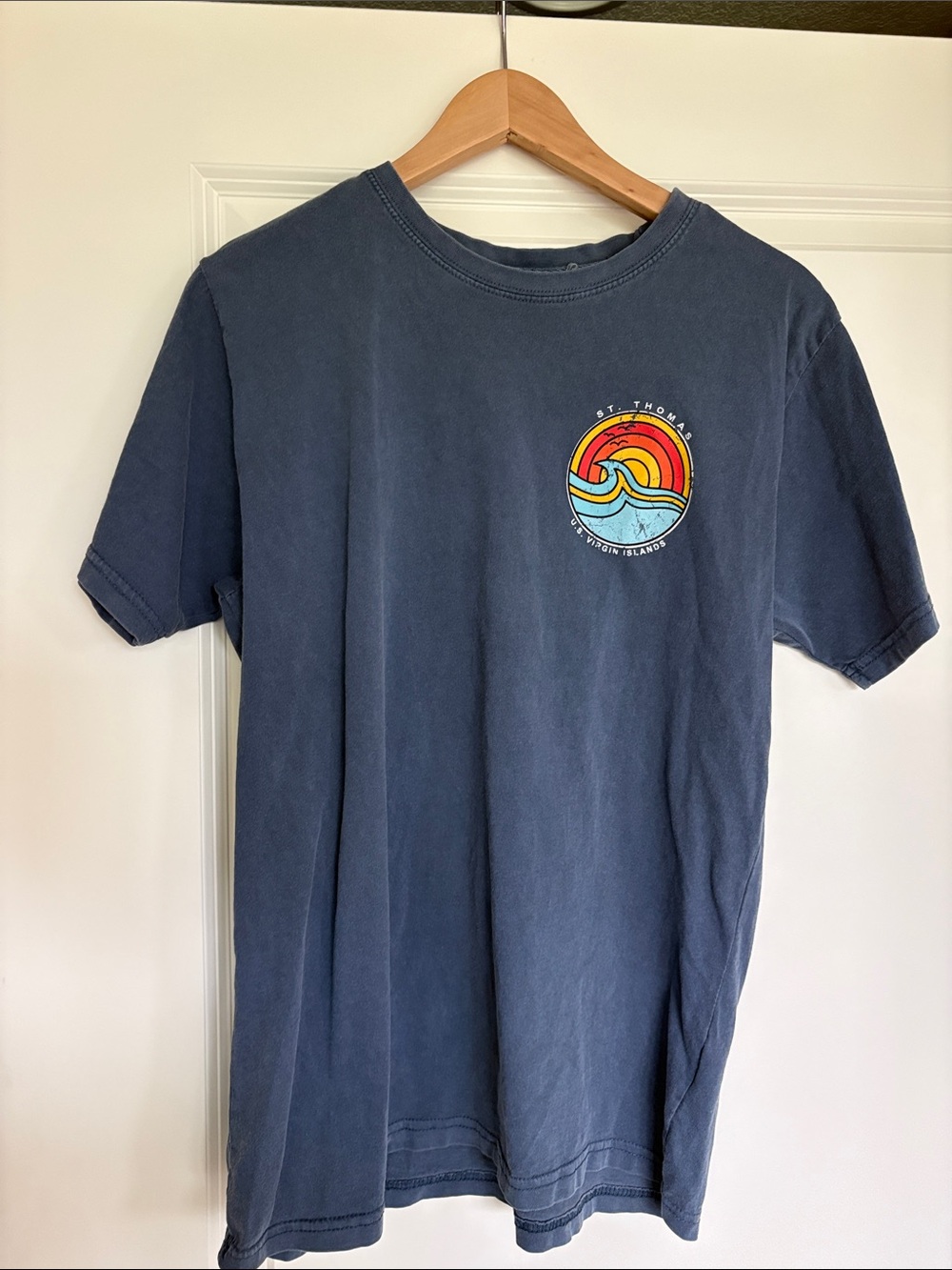 Men's Navy Graphic Crewneck T-Shirt - St. Thomas Wave Emblem